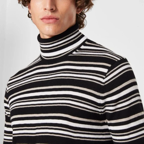 Stripe Merino Wool Turtleneck - Brand New - NEVER WORN - Black Multi
